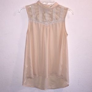 Monteau Laced Flowy Feminine Tank Top W/ Buttons